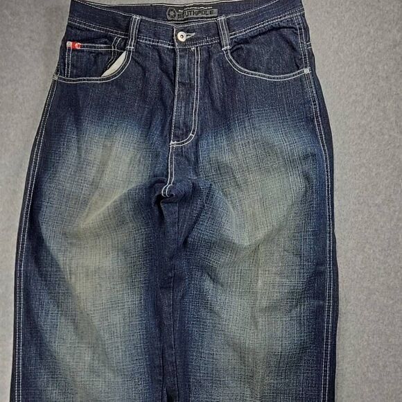 Men’s 32x34 Southpole Wide Leg Red Tab 3180 Jeans Vintage Y2K Blue Grunge Baggy - Picture 2 of 12